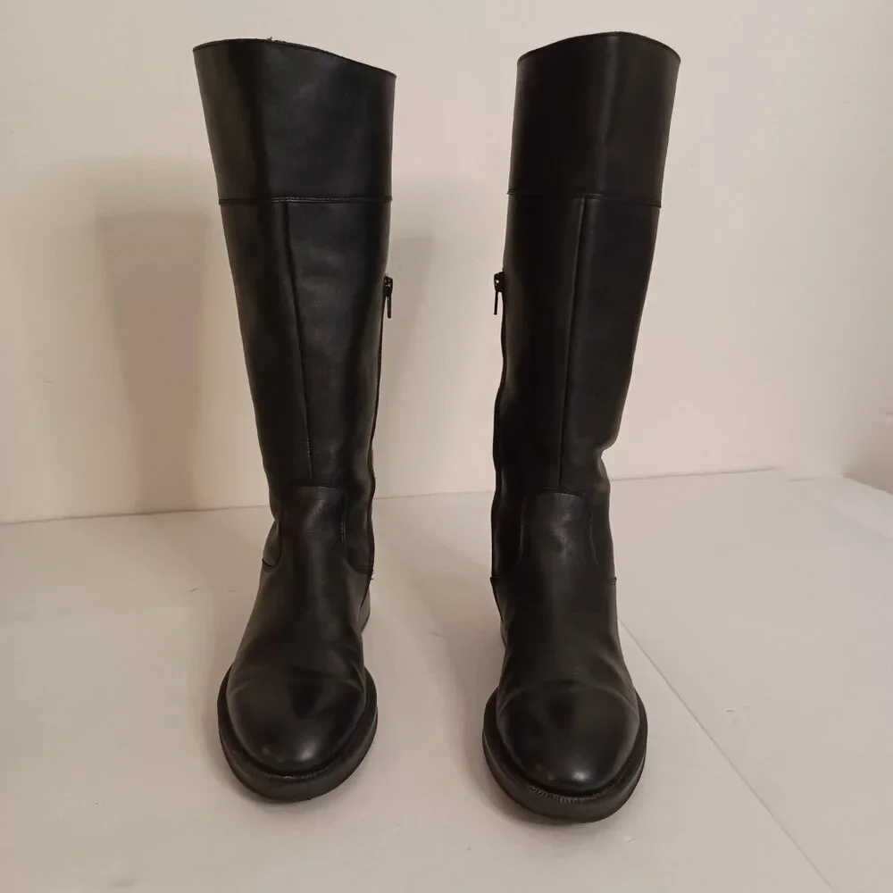 Frau Black Leather Knee High Boots Womens Size 8 - Picture 4 of 16